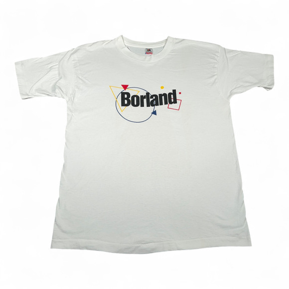 Vintage Borland Shirt Adult EXTRA LARGE White Software Programming Code USA 90s - Picture 1 of 6